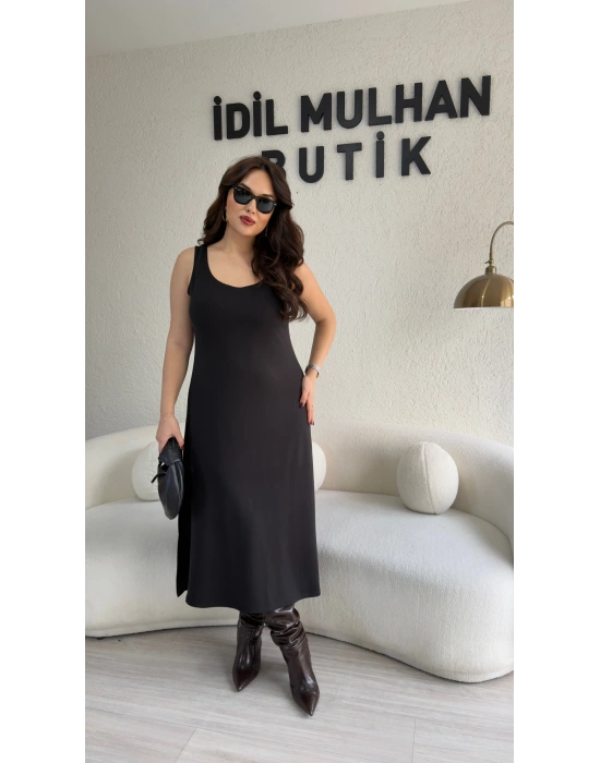Siyah Oysh Kumaş İkili Elbise