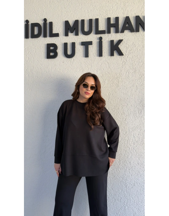 Siyah Oysh Kumaş Pis Kesim Salaş Takım