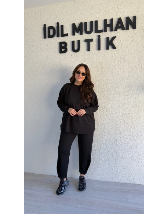 Siyah Oysh Kumaş Pis Kesim Salaş Takım