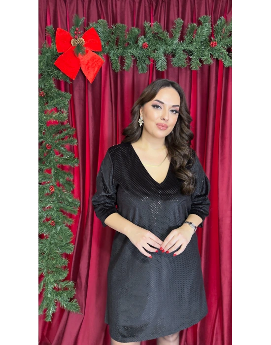 Siyah Pullu Salaş Elbise