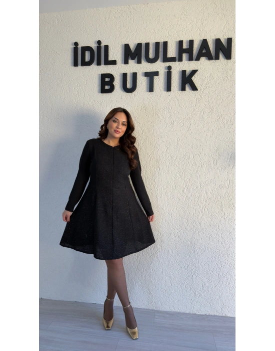 Siyah Sim Dokulu Çan Elbise
