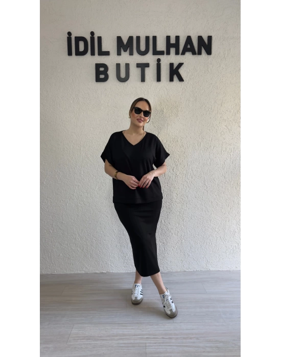 Siyah V Yaka Etekli Takım