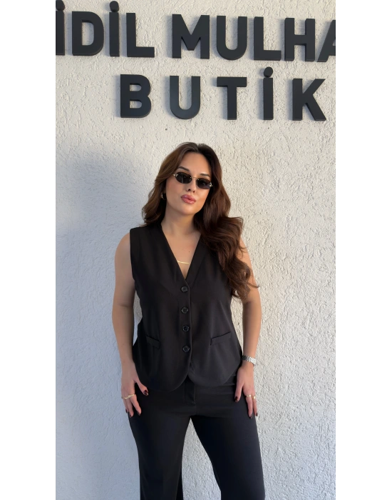 Siyah V Yaka Scuba Yelek