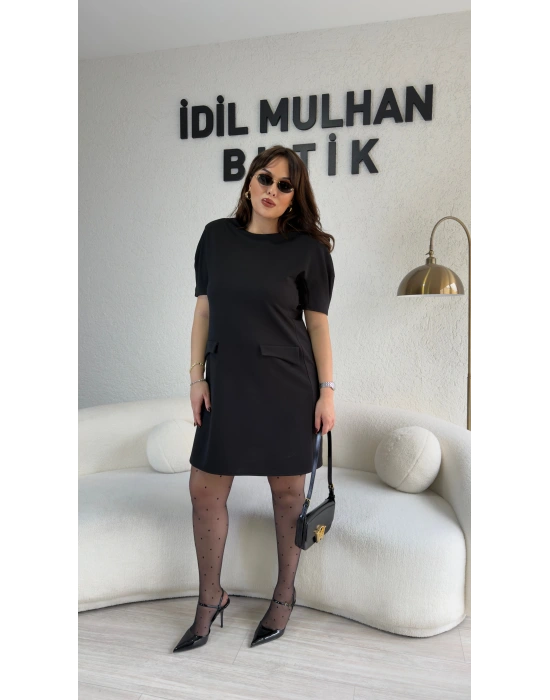 Siyah Zr Model Balon Kol Elbise