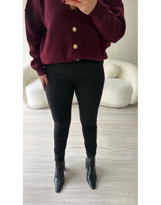 Yüksel Bel Taş İşlemeli Toparlıyıcı Tayt