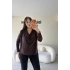 Kahverengi Sandy Kumaş Degaje Yaka Bluz