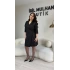 Siyah Kruvaze Yaka Yandan Bağlamalı Double Elbise