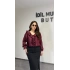 Bordo Volanlı Premium Bluz