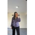 Lila Yan Bağlamalı Nispet Kumaş Bluz