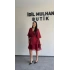 Kırmızı Kruvaze Yaka Kat Kat Elbise