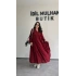 Bordo Düğmeli Maxi Fırfır Elbise