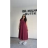 Bordo Cepli Oysh Kumaş Maxi Elbise