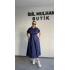 Lacivert Poplin Kuşaklı Gömlek Elbise