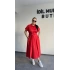 Kırmızı Poplin Kuşaklı Gömlek Elbise