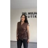 Kahverengi Nisbet Kumaş Kolsuz Bluz
