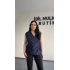 Lacivert Nisbet Kumaş Kolsuz Bluz