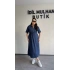 Lacivert Fermuar Detaylı Denim Elbise