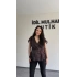 Kahverengi Kruvaze Yan Bağcıklı Organze Bluz