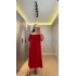 Bordo Madonna Yaka Etek Ucu Fırfırlı Elbise
