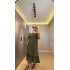 Haki Madonna Yaka Etek Ucu Fırfırlı Elbise