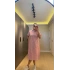 Pembe Pamuklu Çizgili Gömlek Elbise