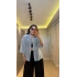 Bebe Mavi Oversize Yarım Kollu Gömlek