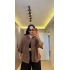 Kahverengi Oversize Yarım Kollu Gömlek