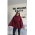 Bordo Oversize Kaşe Kuşaklı Panço