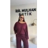 Bordo Oysh Kumaş Beli Lastikli Takım