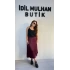 Bordo Yüksek Bel Saten Etek