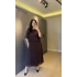Kahverengi Pliseli Yarasa Kol Elbise