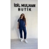 Lacivert Düğme Detaylı Viskon Takım