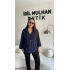 Lacivert Fermuarlı Bel Büzgülü Ceket