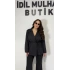 Siyah Bağlama Detaylı Blazer Ceket