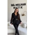 Siyah Kruvaze Yaka Şifon Kollu Bluz