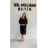 Siyah Uzun Kollu Kare Yaka Krep Elbise