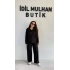 Siyah Yakası Düğmeli Büyük Beden Takım