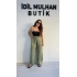 Zeytin Yeşili Beli Lastikli Saten Pantolon
