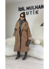 Mocca Düğme Detaylı Trençkot