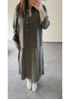 Haki Askılı Elbise Çıkarılabilir Gömlek Detaylı Takım