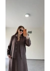 Kahverengi Askılı Elbise Çıkarılabilir Gömlek Detaylı Takım
