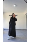Siyah Salaş Kesim Düğmeli Elbise