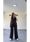 Siyah Premium Kumaş Palazzo Pantolon