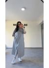 Siyah Çizgili Gömlek Elbise