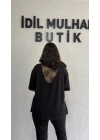 Siyah Sırt Dantel Detaylı Bluz