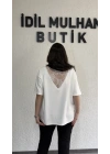 Beyaz Sırt Dantel Detaylı Bluz
