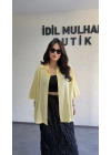 Sarı Günlük Rahat Kalıp Gömlek