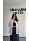 Beyaz Günlük Rahat Kalıp Gömlek