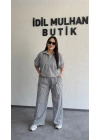 Siyah Çizgili Hafif Doku Günlük Takım