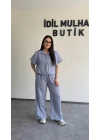 Mavi Çizgili Hafif Doku Günlük Takım